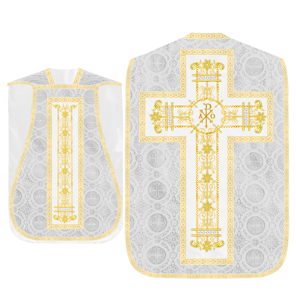 Roman Chasuble Vestment Enhanced With Orphrey and Trims