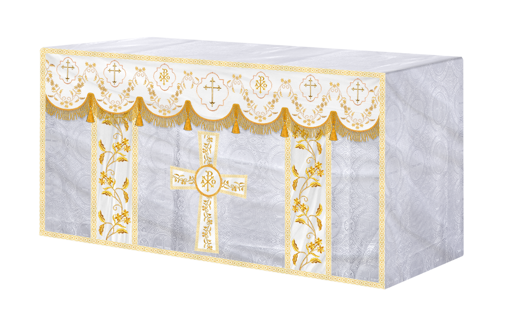 Altar Table Cloth With Floral Embroidery trims