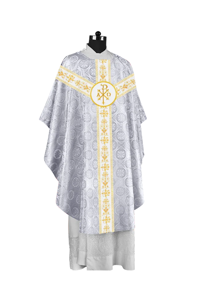 Elegant Gothic Chasuble with Embroidered Motif & Y-type Orphrey