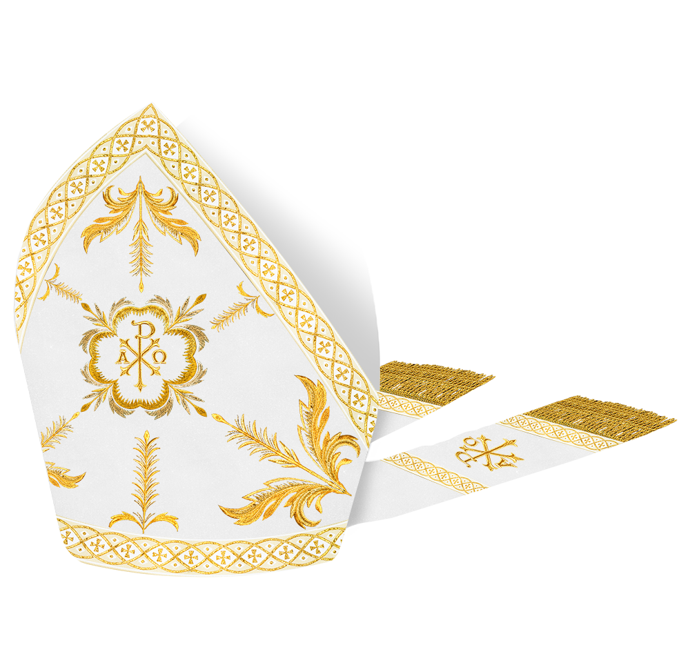 Mitre with Adorned Embroidery Motif and Trims