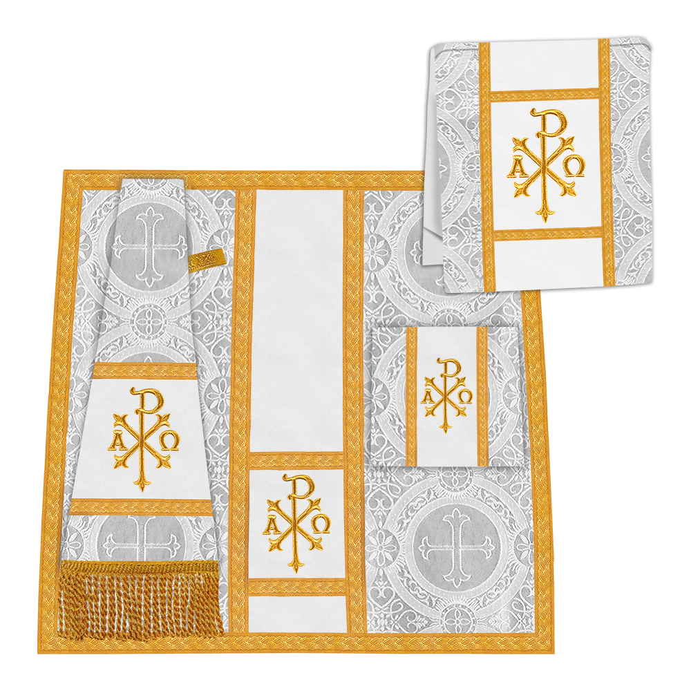 Gothic Chasuble Vestment with Motif and White Orphrey