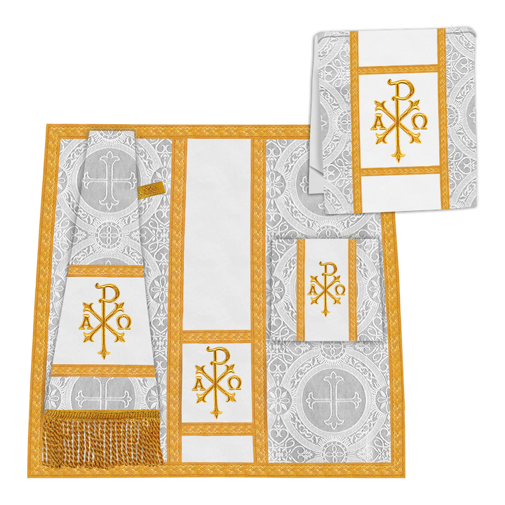 Gothic Chasuble Vestment with Motif and White Orphrey