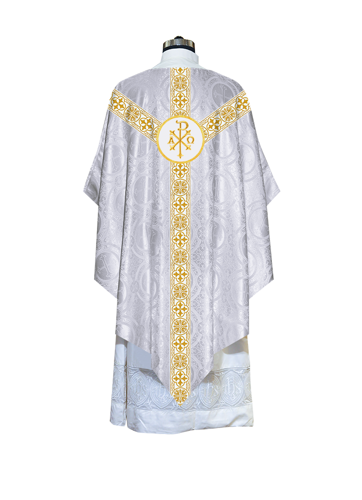 Traditional Pugin Style Chasuble Adorned with White Braids