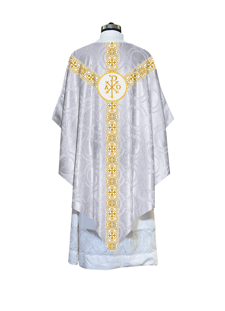 Traditional Pugin Style Chasuble Adorned with White Braids