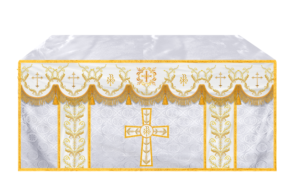 Handcrafted Church Altar Cloth with Detailed Embroidered Trims