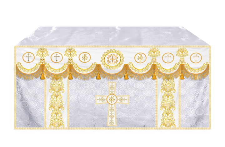 Ornate Altar Cloth with Gold Embroidery & Gothic Cross Design