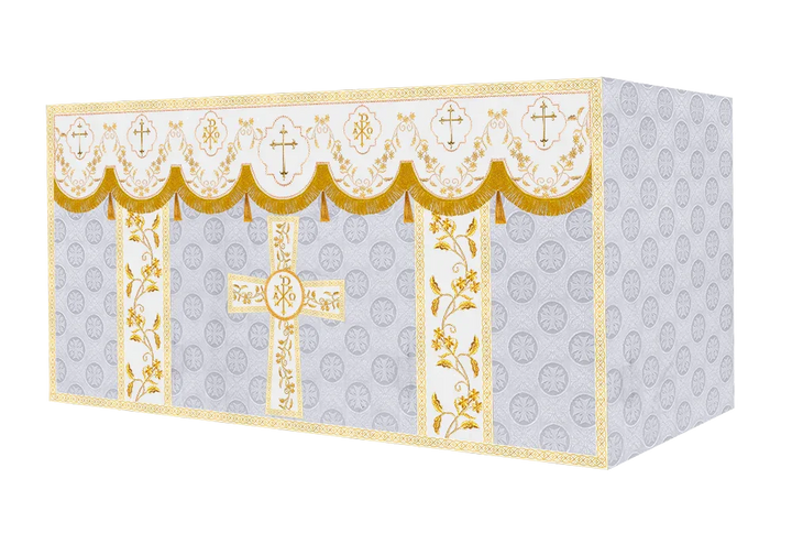 Elegant Embroidered Altar Cloth with Decorative Trim
