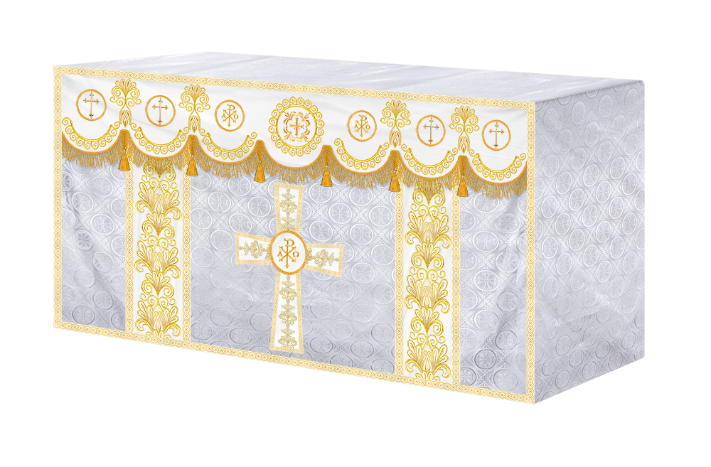 Ornate Altar Cloth with Gold Embroidery & Gothic Cross Design