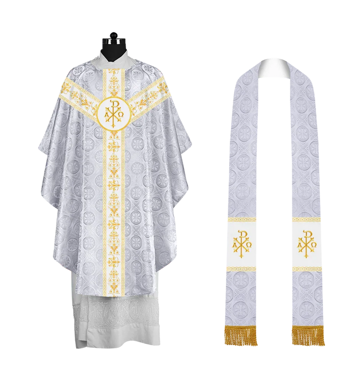 Elegant Gothic Chasuble with Embroidered Motif & Y-type Orphrey