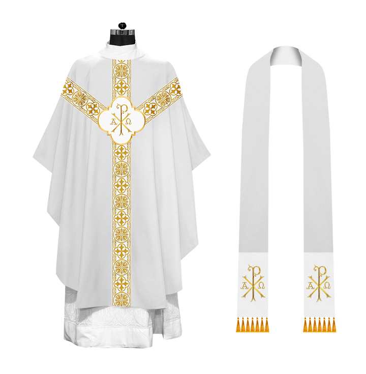 Gothic Chasuble with Embroidered Motif and Orphrey