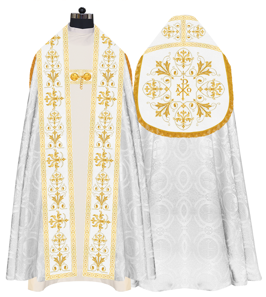 Embroidered Roman Cope Vestment with Braided Trims