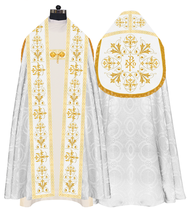 Embroidered Roman Cope Vestment with Braided Trims