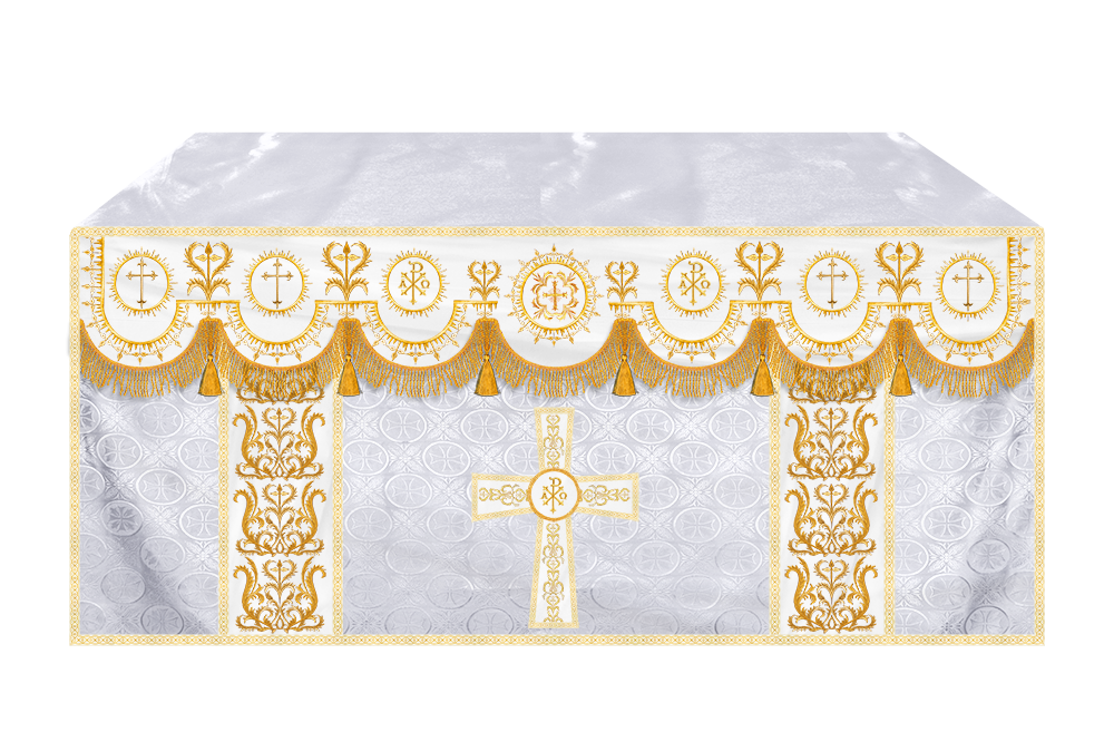Embroidered Altar Frontal with Ornate Orphrey & Cross Design