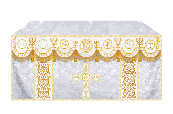 Embroidered Altar Frontal with Ornate Orphrey & Cross Design