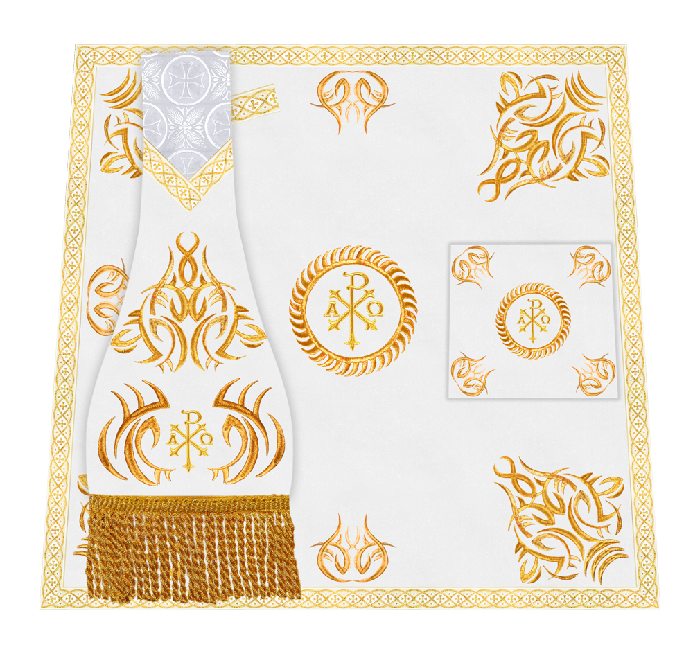 Liturgical Altar Table Cloth with Elegant Embroidery Trims