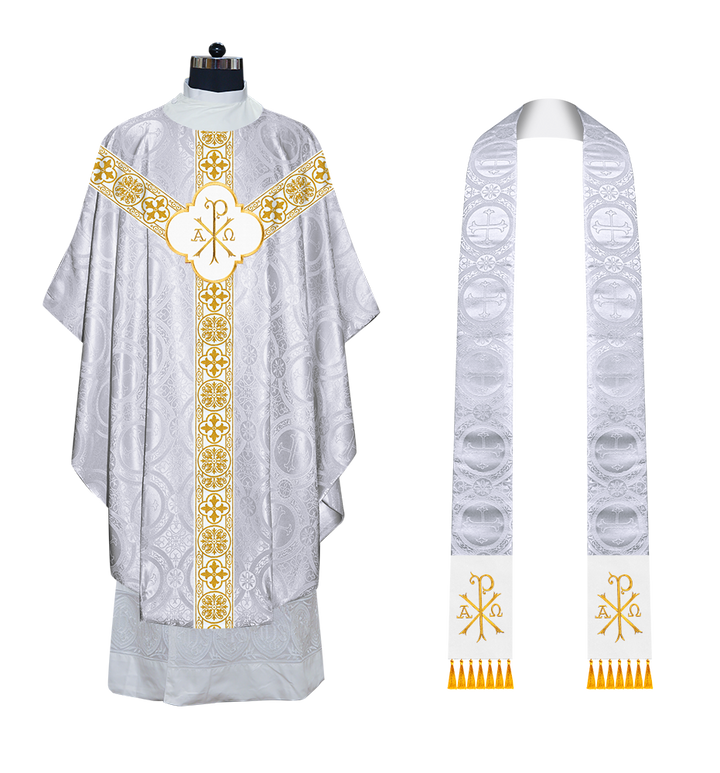 Gothic Chasuble with Embroidered Motif and Orphrey