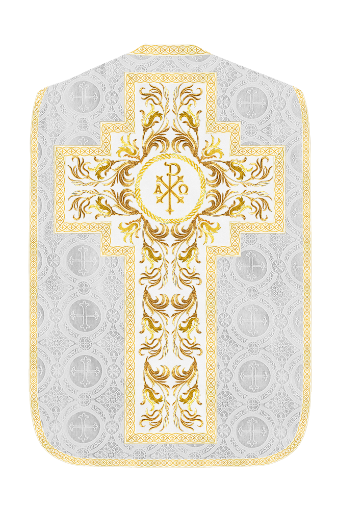 Roman Chasuble Vestment With Woven Braids and Trims