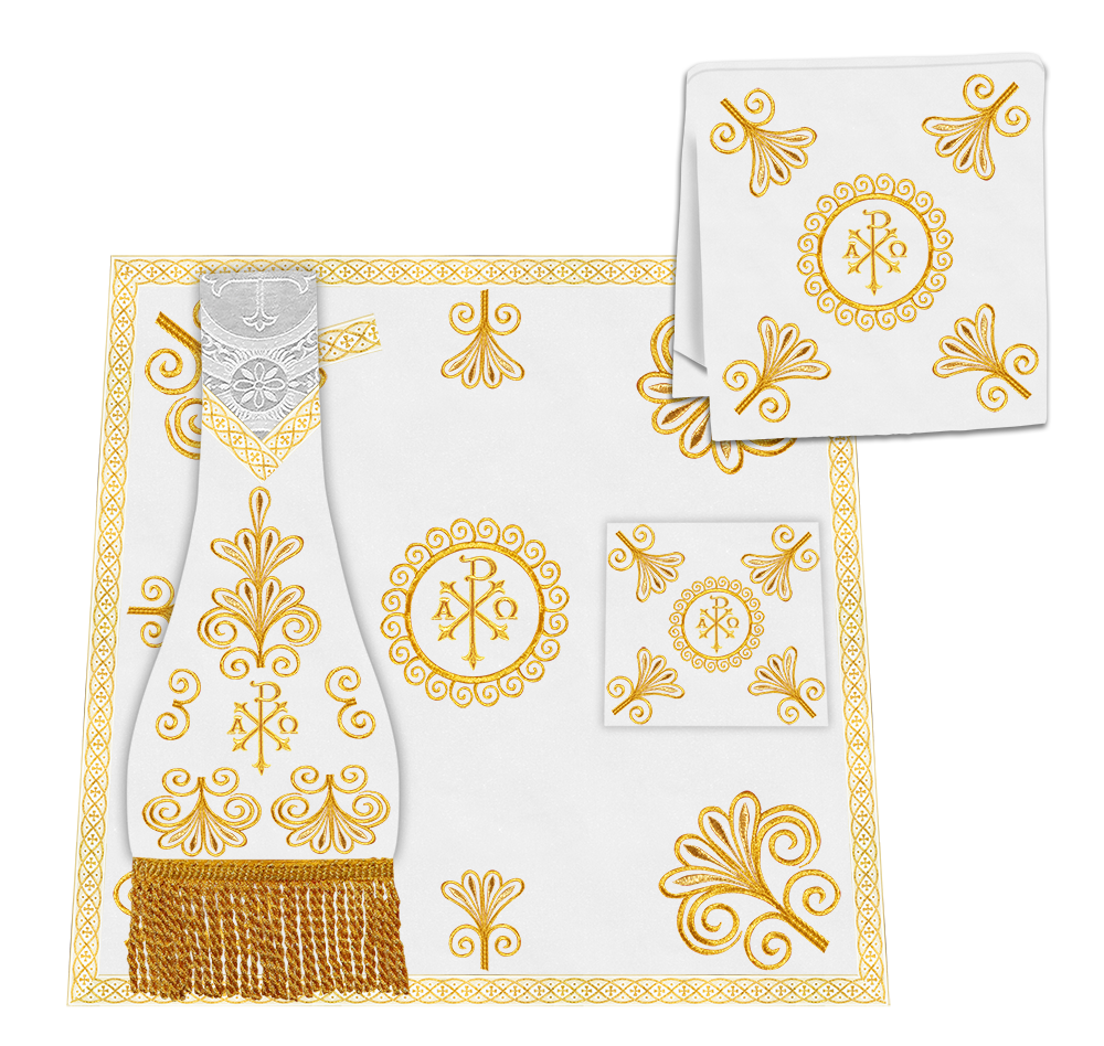 Roman Chasuble Vestment enriched With Coloured Braids and Trims