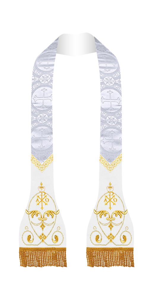 Liturgical Roman stole with Embroidered Trims