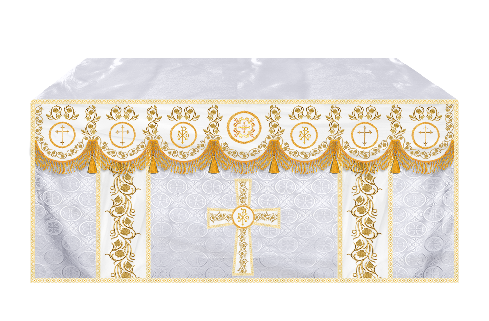 Embroidered Altar Cloth Embellished with Spiritual Motifs