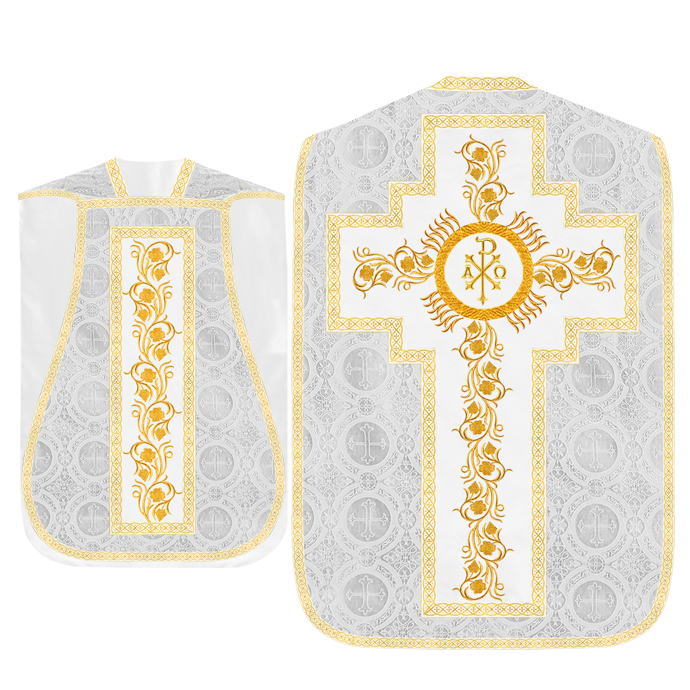 Roman Chasuble Vestment With Grapes Embroidery and Trims