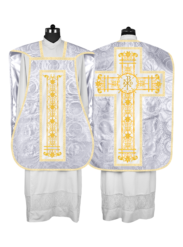 Roman Chasuble Vestment Enhanced With Orphrey and Trims
