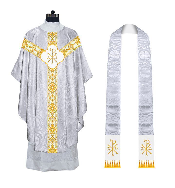 Gothic Chasuble Vestment with Motif and Trims