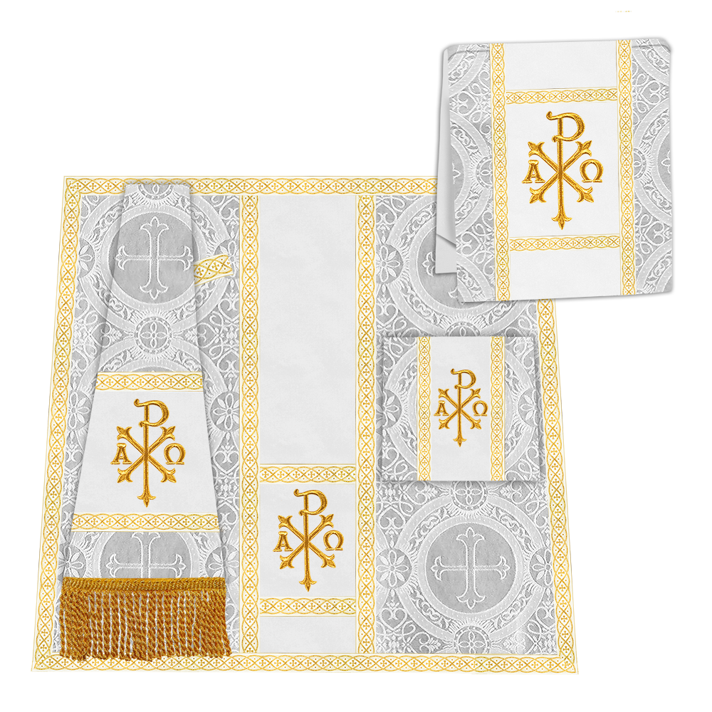 Gothic Chasuble with Embroidered Motif and Plain Orphrey