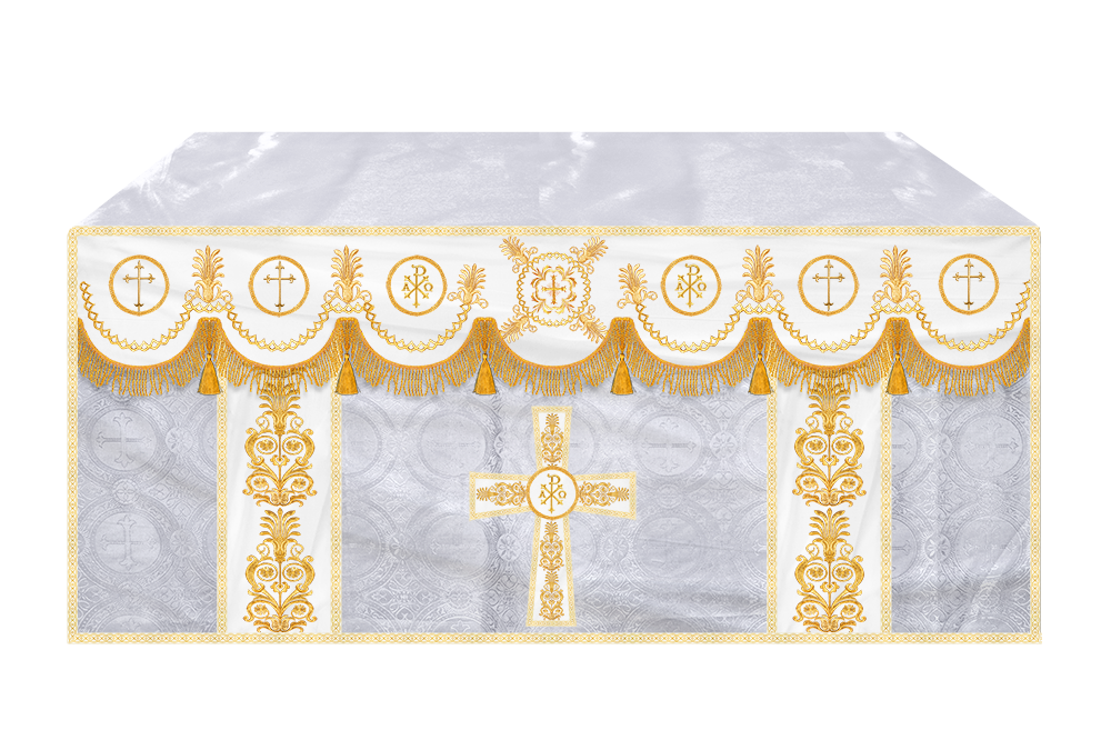 Altar Cloth with Embroidered Motif and Trims