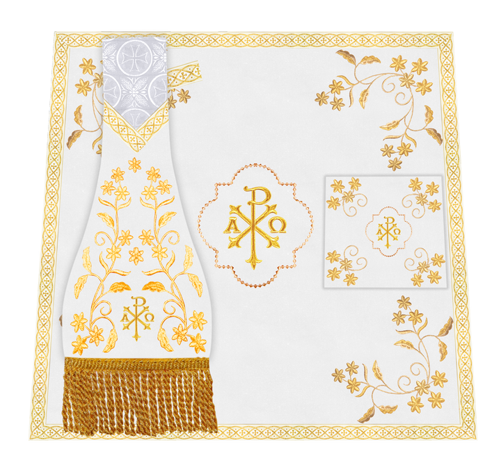 Elegant Embroidered Altar Cloth with Decorative Trim