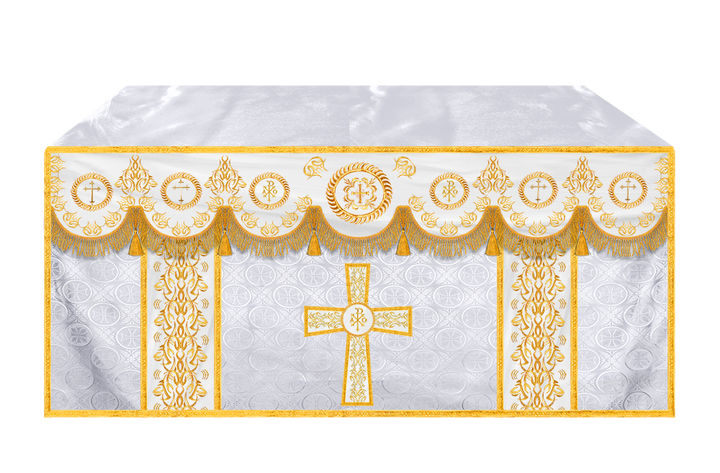 Liturgical Altar Table Cloth with Elegant Embroidery Trims