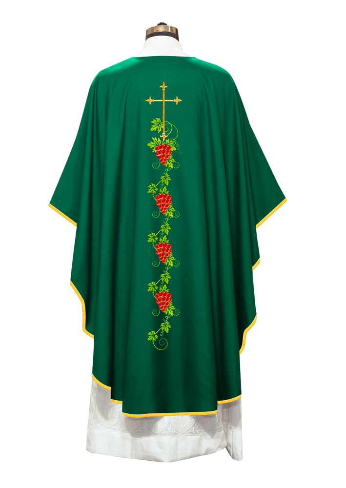 Gothic Chasuble Adorned with Intertwined Cross and Grape Bunches Motif