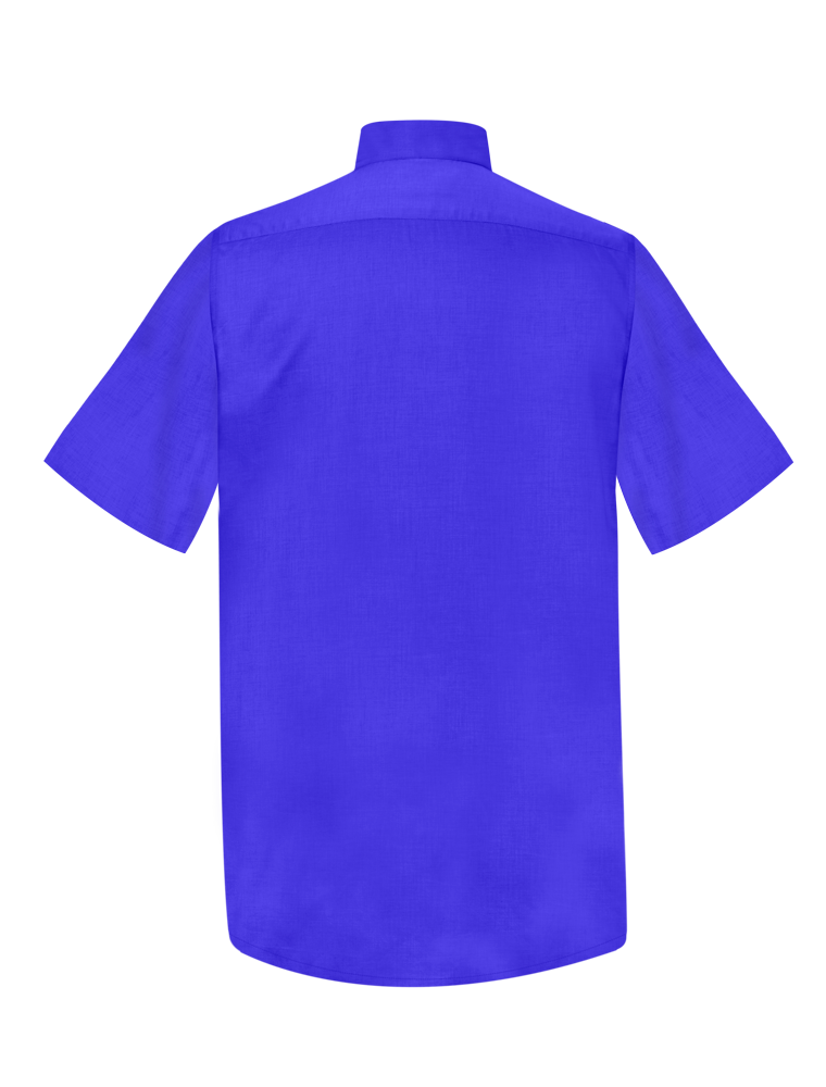 Blue Short Sleeve Tab Collar Clergy Shirt - Hidden Button Placket