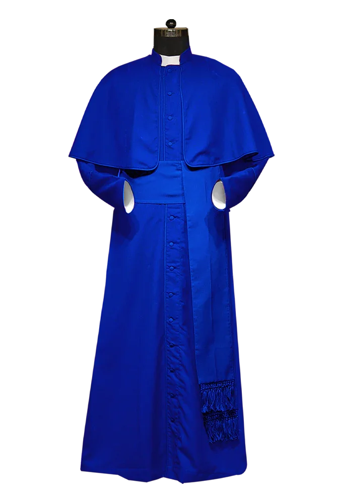 Clearance Sale - Blue Single Breasted Cassock with Rabat Collar