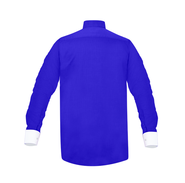 Blue Long-Sleeve Tab Collar Clergy Shirt- Hidden button placket
