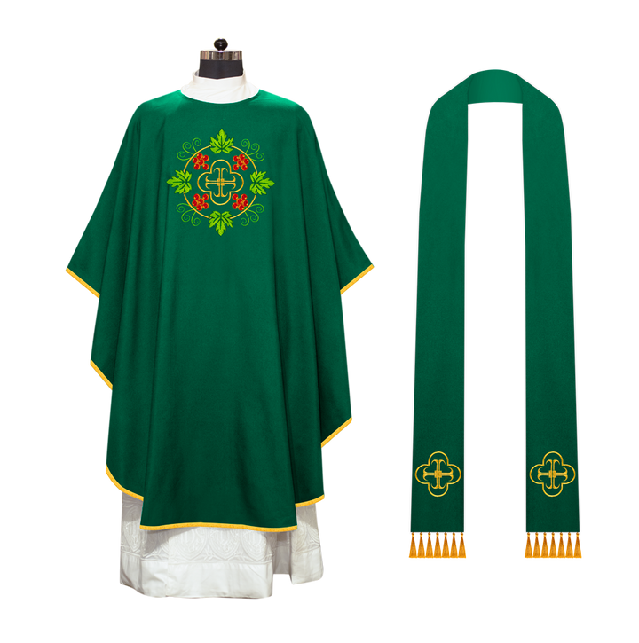Gothic Chasuble with Designer Cross and Grapes Motif