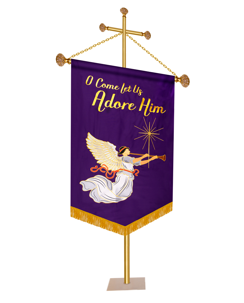 Advent Church Banner - O Come let Us Adore Him