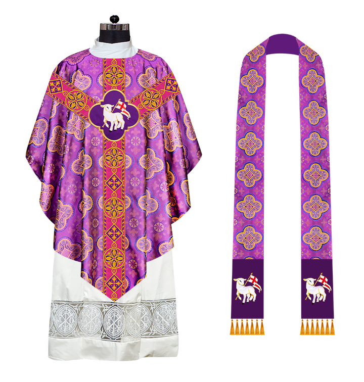 Liturgical Pugin Chasuble with Ornate Orphrey