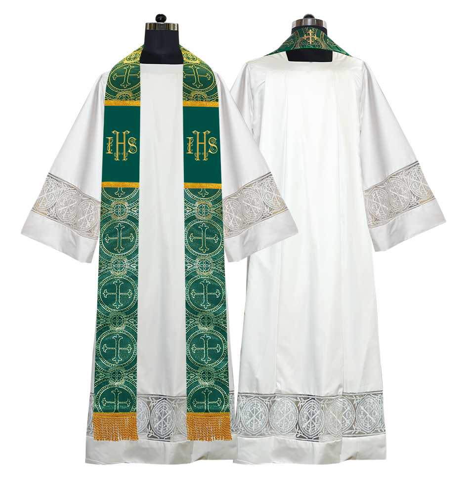 Pastor Stole with Gold Embroidered IHS