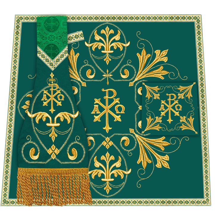 Borromean Chasuble Vestment With Spiritual Motifs and Trims