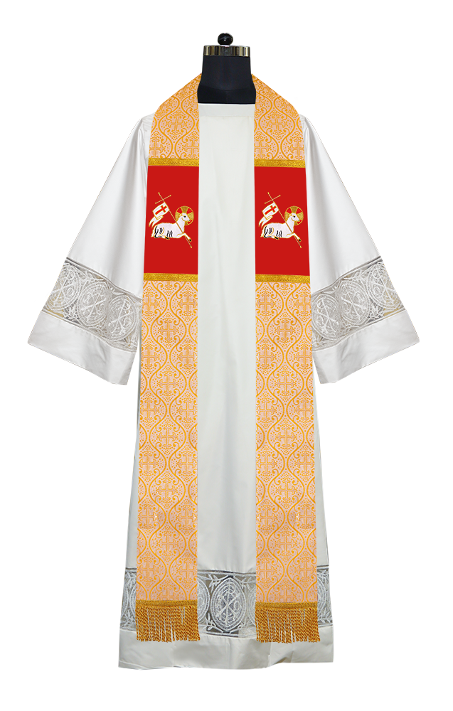 Liturgical Stole with Embroidered Lamb Motif