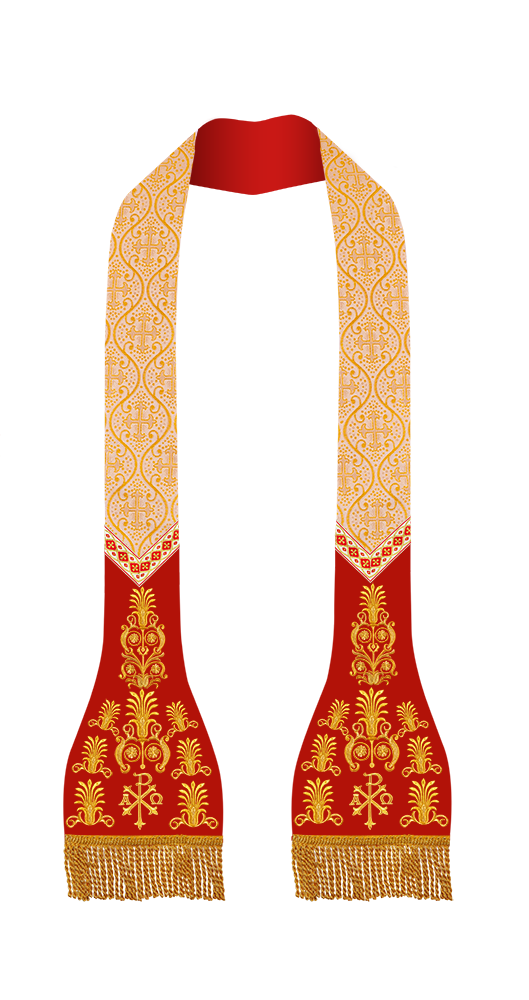 Embroidered Roman stole with Motif and trims