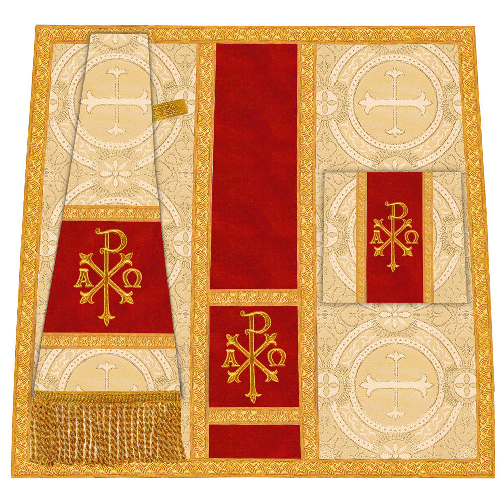 Fiddleback Vestment with Motif and woven Braided Trims