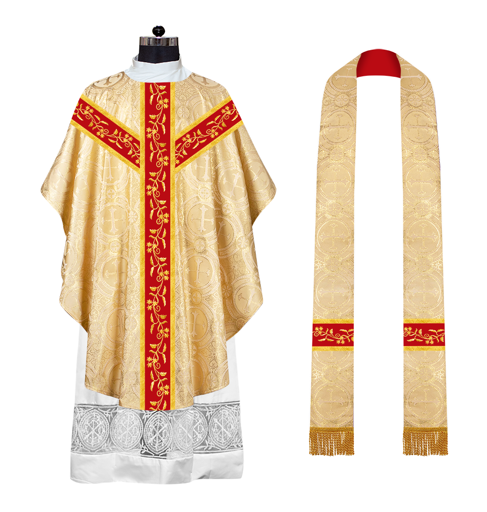 Gothic chasuble Vestment with Floral Design