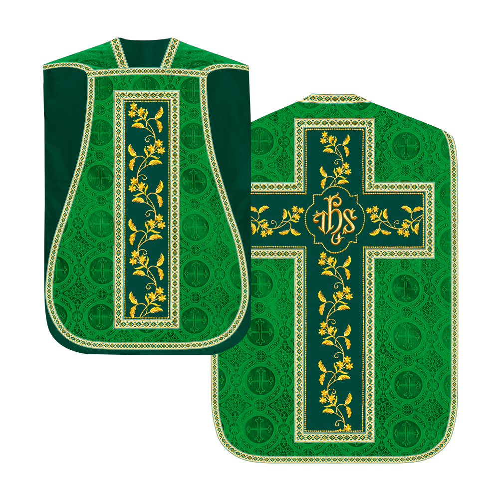 Set of Four Floral Embroidery Roman Chasuble