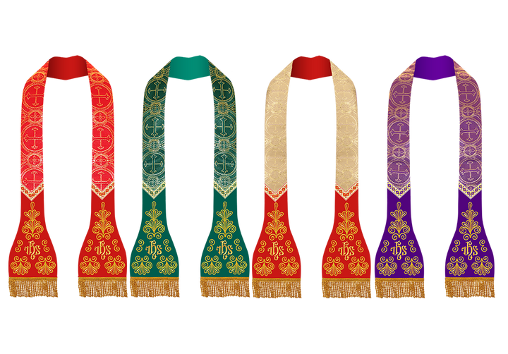 Set of Four Spiritual Embroidered Roman Stole