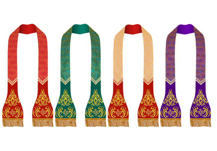Set of Four Liturgical Roman Stole with Trims