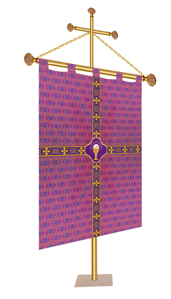 Church Banner With Adorned woven Braid and Trim