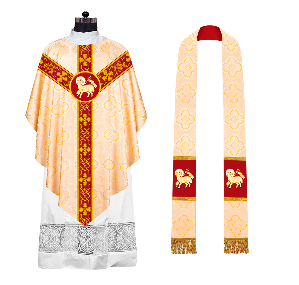 Pugin Chasuble with Liturgical Motif and Trims