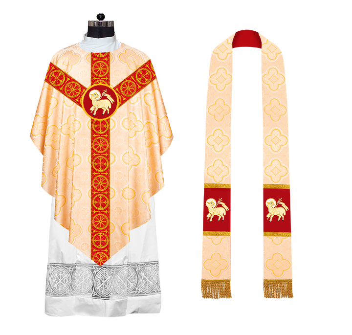 Pugin Chasuble with Liturgical Motif and Trims